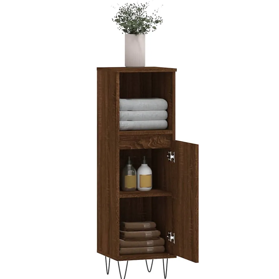 Vidaxl Armoire de bain chêne marron 30x30x100 cm bois d'ingénierie* Meuble Wc