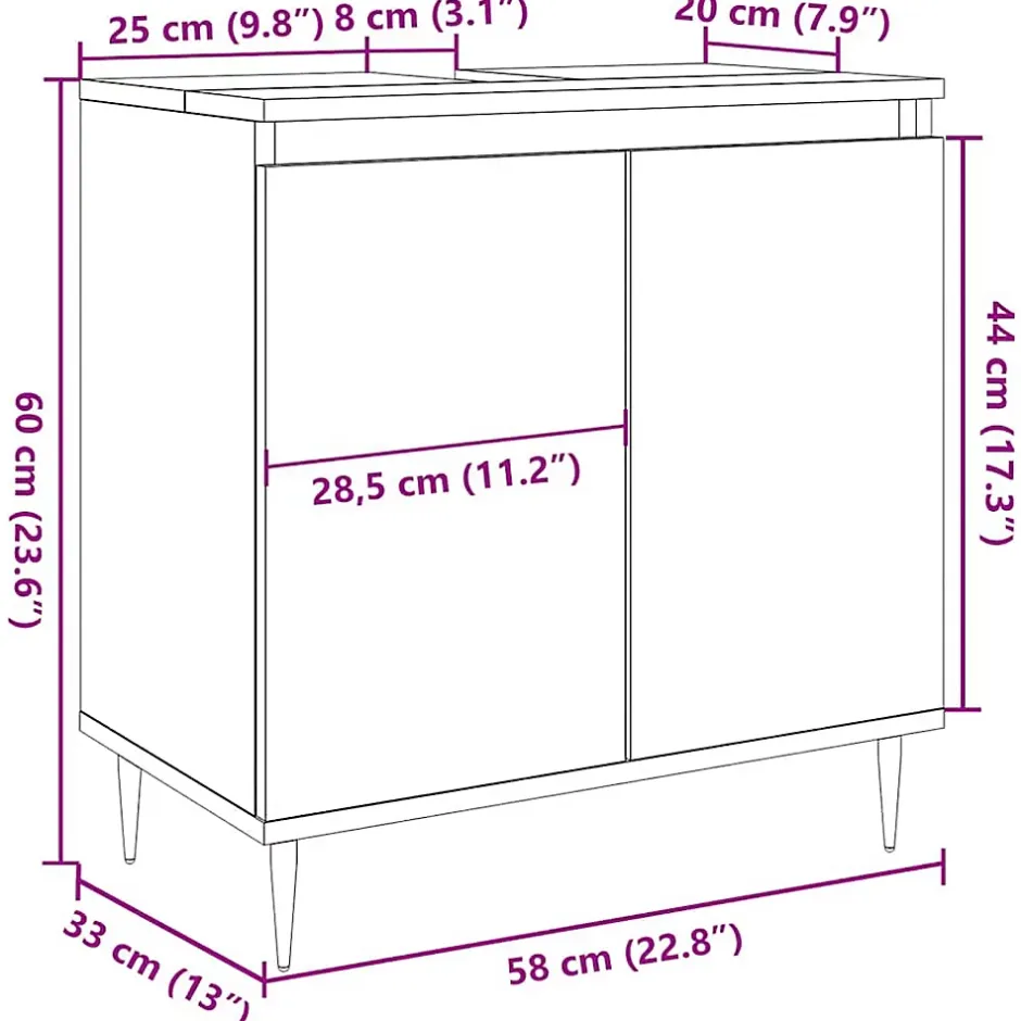 Vidaxl Armoire de bain gris béton 58x33x60 cm bois d'ingénierie