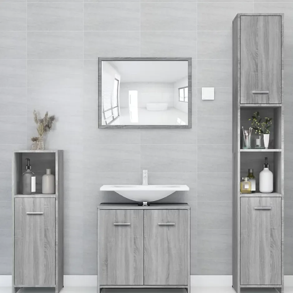 Vidaxl Armoire de bain Sonoma gris 30x30x183,5 cm Bois d'ingénierie* Meuble Wc