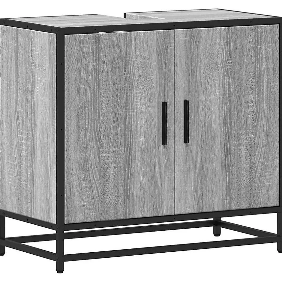 Vidaxl Armoire de lavabo de salle de bain sonoma gris 65x33x60 cm* Meuble Wc