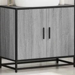 Vidaxl Armoire de lavabo de salle de bain sonoma gris 65x33x60 cm* Meuble Wc