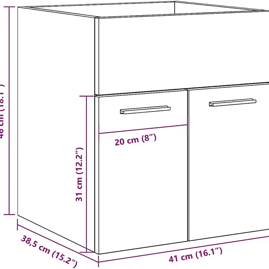 Vidaxl Armoire de lavabo de salle de bain gris béton 41x38,5x46 cm