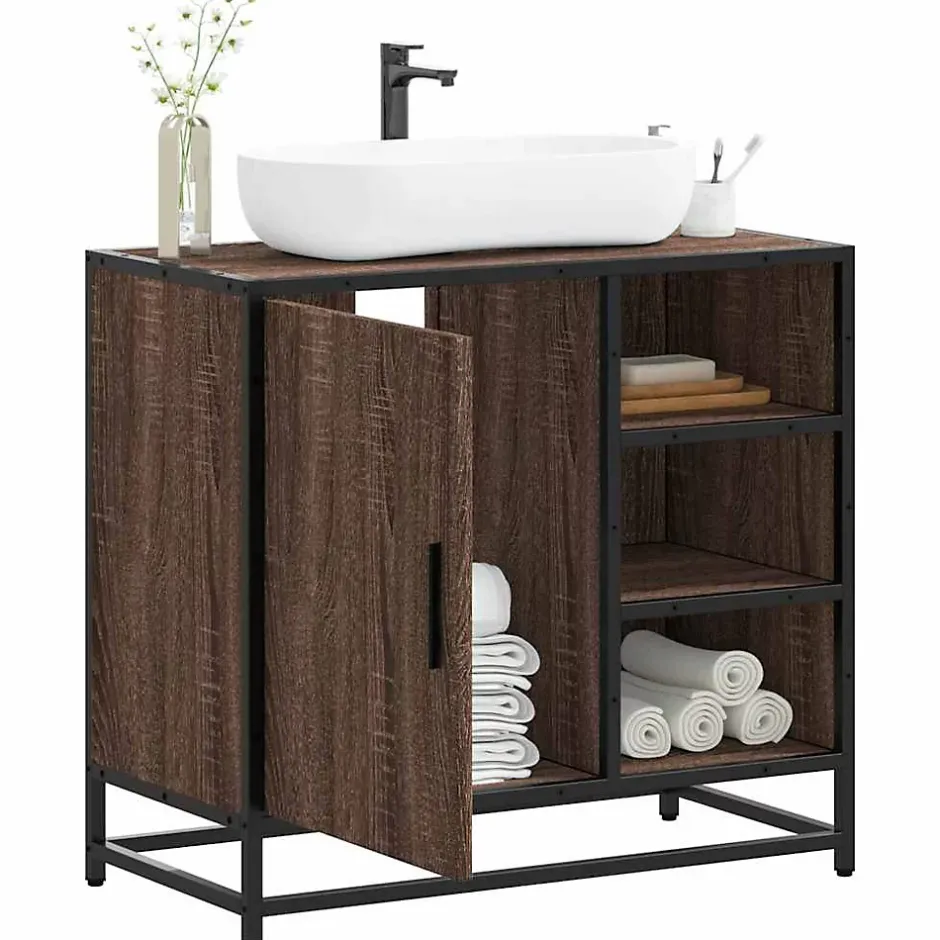 Vidaxl Armoire de lavabo de salle de bain chêne marron 65x33x60 cm