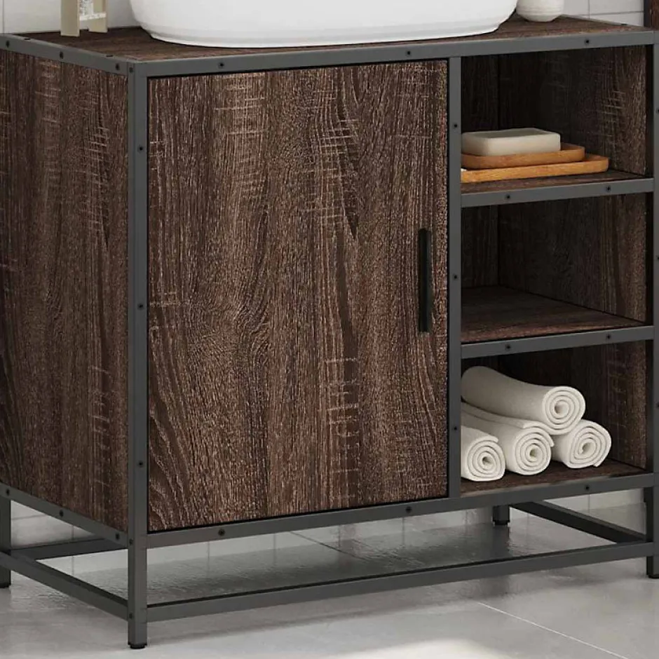 Vidaxl Armoire de lavabo de salle de bain chêne marron 65x33x60 cm