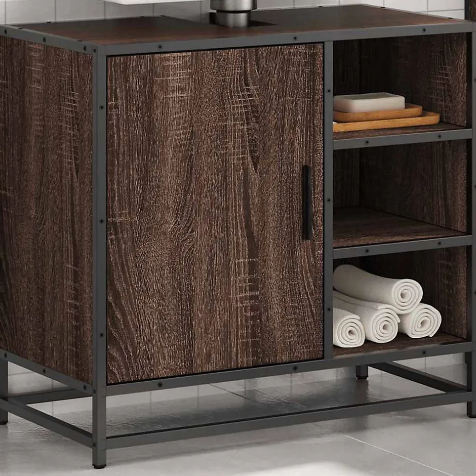 Vidaxl Armoire de lavabo de salle de bain chêne marron 65x33x60 cm