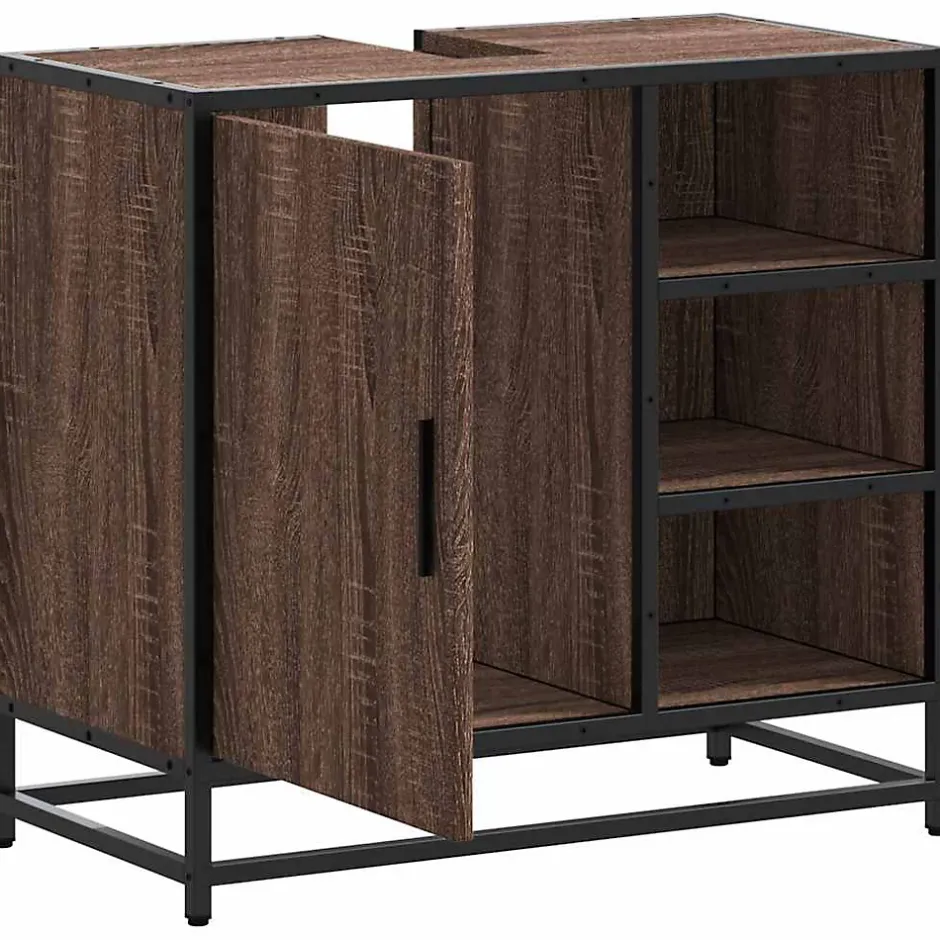 Vidaxl Armoire de lavabo de salle de bain chêne marron 65x33x60 cm