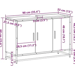 Vidaxl Armoire de lavabo de salle de bain sonoma gris 90x33x60 cm