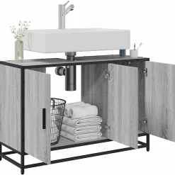 Vidaxl Armoire de lavabo de salle de bain sonoma gris 90x33x60 cm
