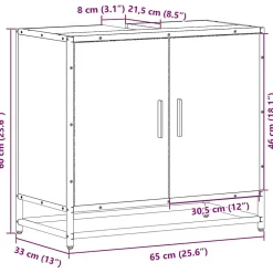 Vidaxl Armoire de lavabo de salle de bain noir 65x33x60 cm