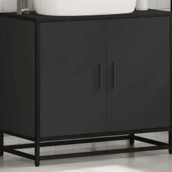 Vidaxl Armoire de lavabo de salle de bain noir 65x33x60 cm