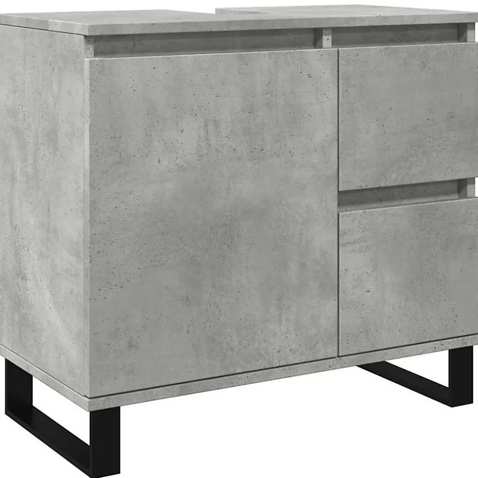 Vidaxl Armoire de lavabo de salle de bain gris béton 65x33x60 cm