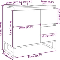 Vidaxl Armoire de lavabo de salle de bain gris béton 65x33x60 cm