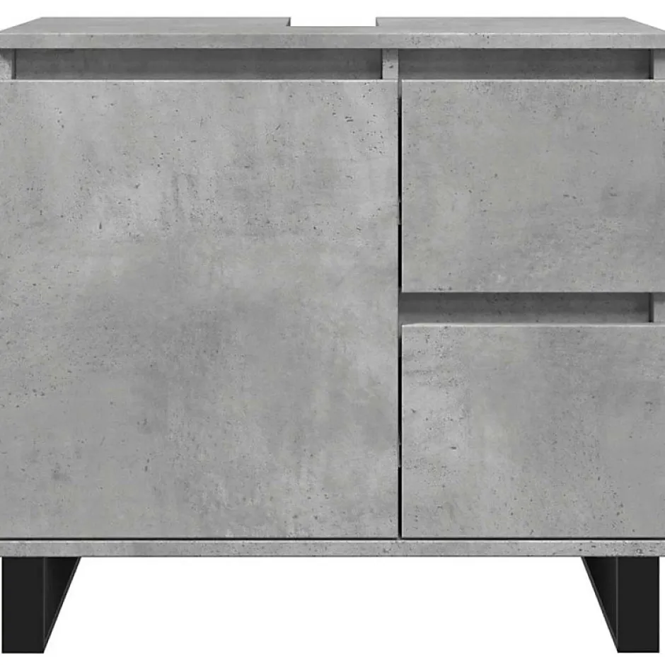 Vidaxl Armoire de lavabo de salle de bain gris béton 65x33x60 cm