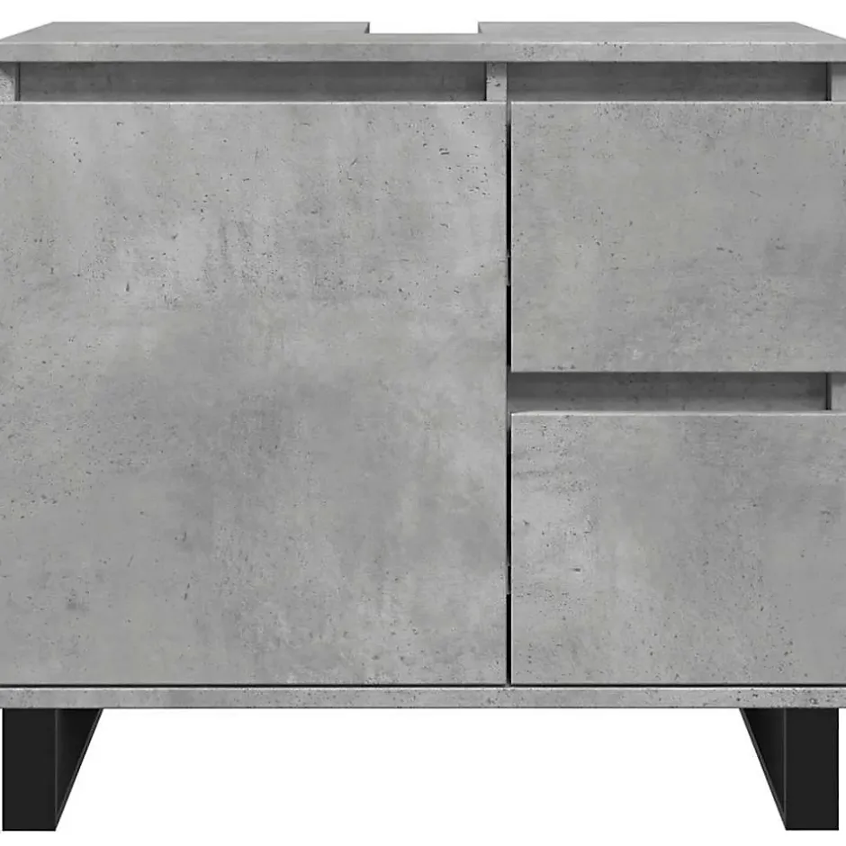 Vidaxl Armoire de lavabo de salle de bain gris béton 65x33x60 cm
