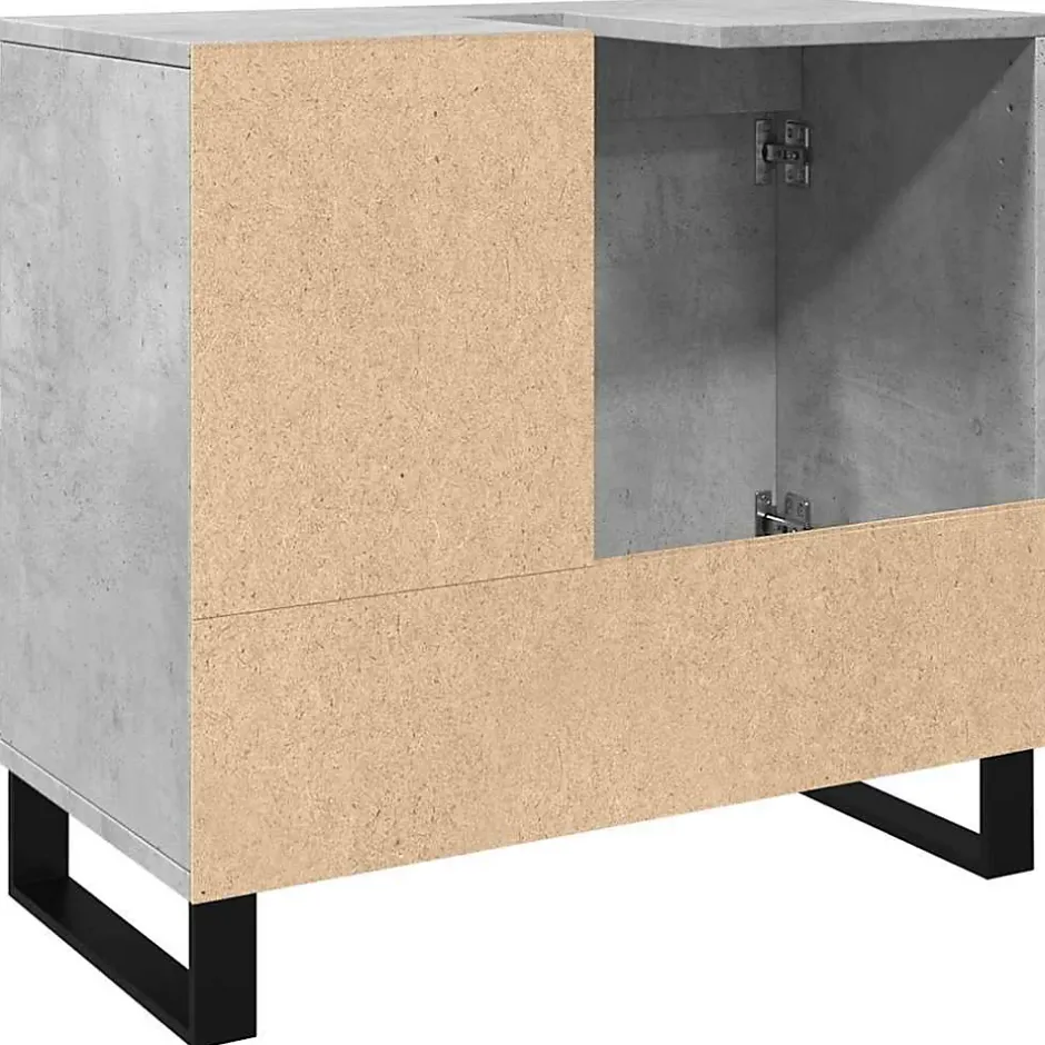 Vidaxl Armoire de lavabo de salle de bain gris béton 65x33x60 cm