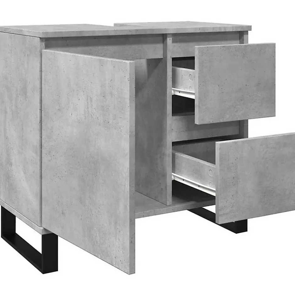 Vidaxl Armoire de lavabo de salle de bain gris béton 65x33x60 cm