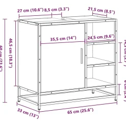 Vidaxl Armoire de lavabo de salle de bain sonoma gris 65x33x60 cm* Meuble Wc