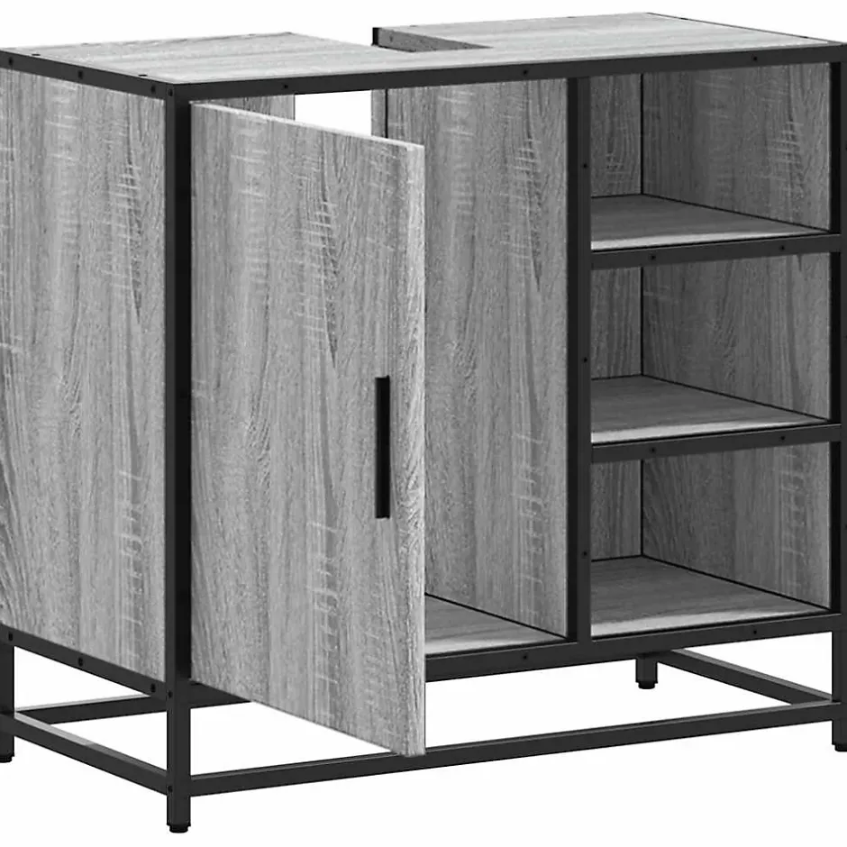 Vidaxl Armoire de lavabo de salle de bain sonoma gris 65x33x60 cm* Meuble Wc