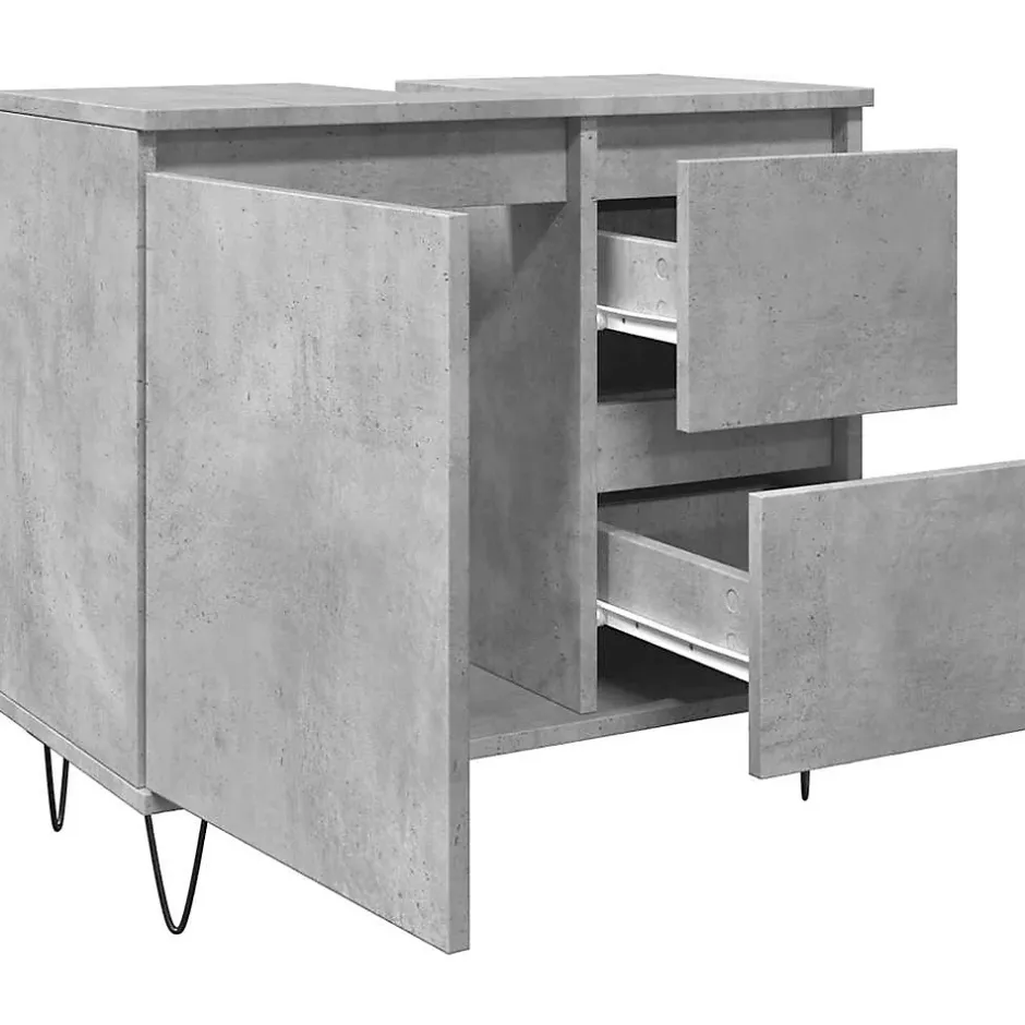 Vidaxl Armoire de lavabo de salle de bain gris béton 65x33x60 cm