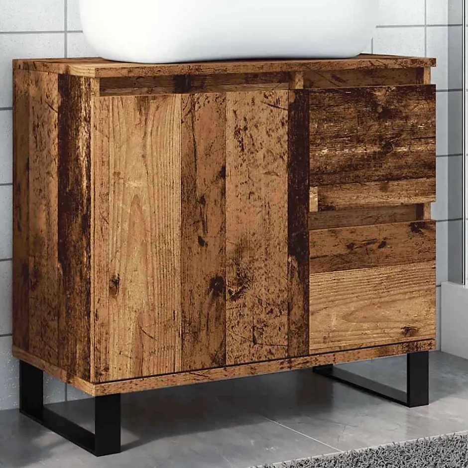 Vidaxl Armoire de lavabo de salle de bain vieux bois 65x33x60 cm