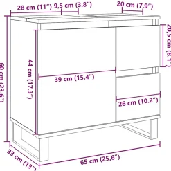 Vidaxl Armoire de lavabo de salle de bain vieux bois 65x33x60 cm