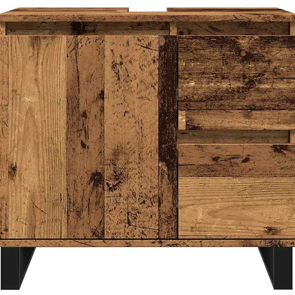 Vidaxl Armoire de lavabo de salle de bain vieux bois 65x33x60 cm