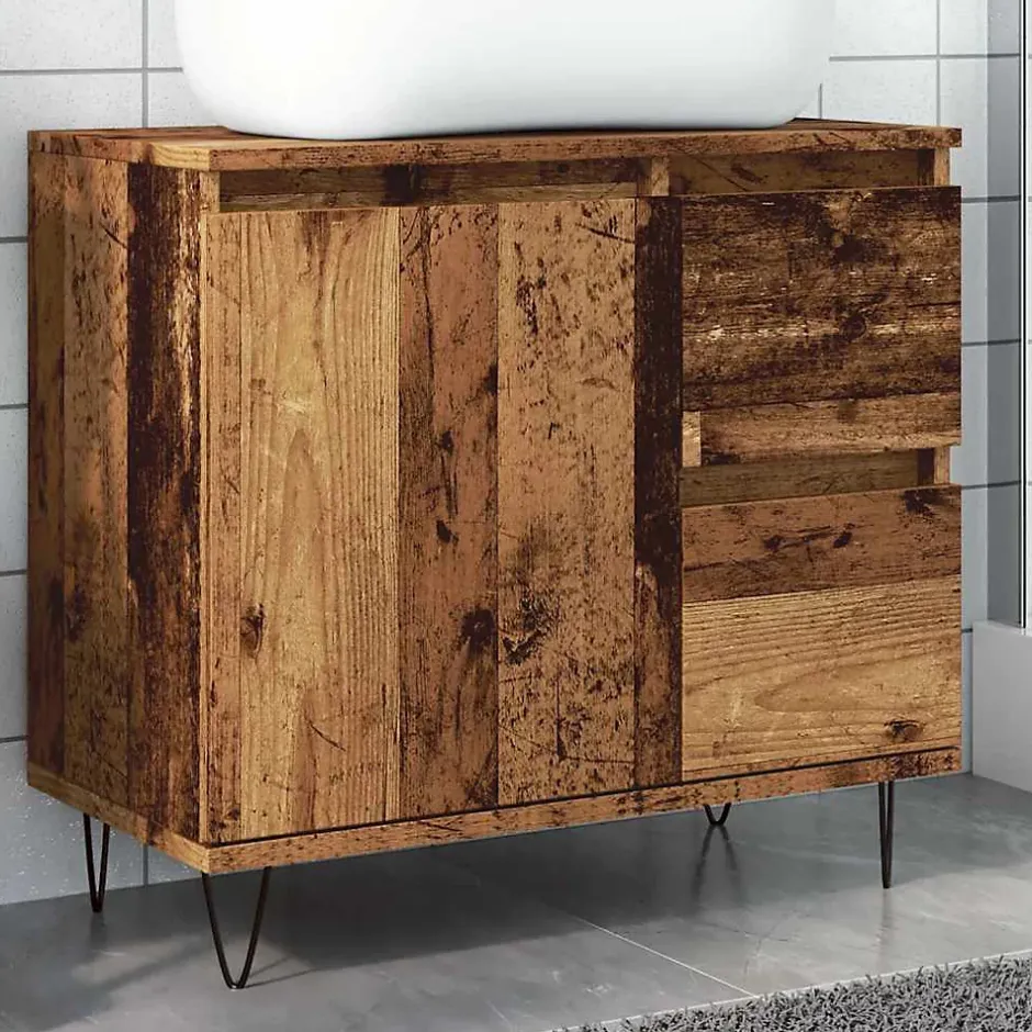 Vidaxl Armoire de lavabo de salle de bain vieux bois 65x33x60 cm* Meuble Wc