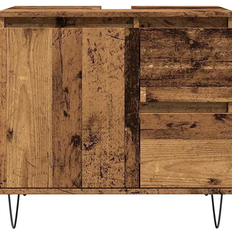 Vidaxl Armoire de lavabo de salle de bain vieux bois 65x33x60 cm* Meuble Wc