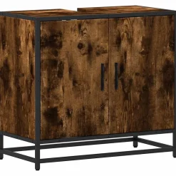 Vidaxl Armoire de lavabo de salle de bain chêne fumé 65x33x60 cm