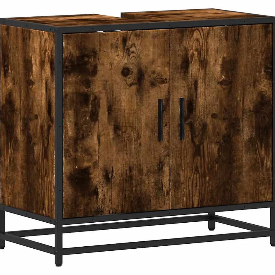 Vidaxl Armoire de lavabo de salle de bain chêne fumé 65x33x60 cm