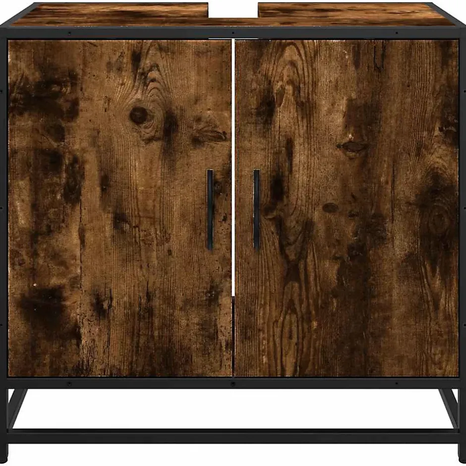 Vidaxl Armoire de lavabo de salle de bain chêne fumé 65x33x60 cm