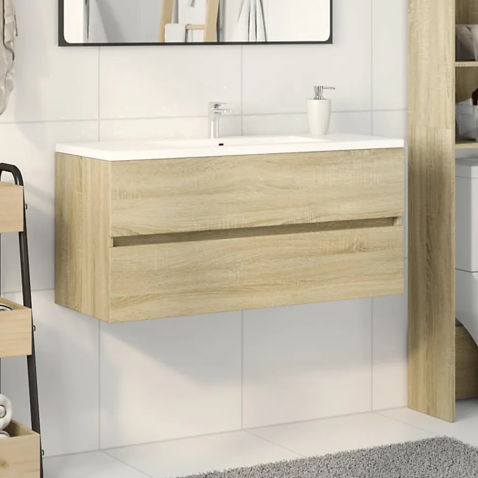 Vidaxl Armoire de lavabo de salle de bain chêne sonoma 100x38,5x45 cm* Meuble Wc