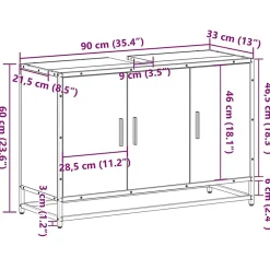 Vidaxl Armoire de lavabo de salle de bain chêne marron 90x33x60 cm