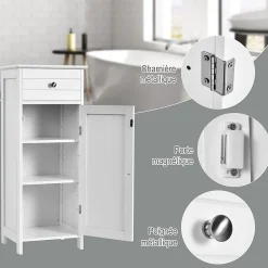 Giantex Armoire de Rangement pour Salle de Bain Meuble de Toilette sur Pied en MDF avec Tiroir et 2 Etagere Reglable a Hauteurs* Armoire De Salle De Bains|Meuble De Salle De Bains Faible Profondeur