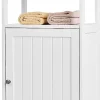 Giantex Armoire de Rangement Salle de Bain, Etagere avec Compartiment et Casier, 2 Etageres a Hauteur Reglable, 45x30x84cm (Blanc)* Armoire De Salle De Bains