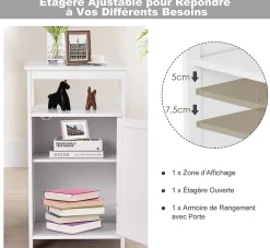 Giantex Armoire de Rangement Salle de Bain, Etagere avec Compartiment et Casier, 2 Etageres a Hauteur Reglable, 45x30x84cm (Blanc)* Armoire De Salle De Bains