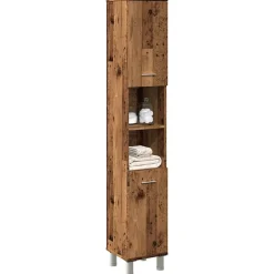 Vidaxl Armoire de salle de bain vieux bois 30x30x179cm bois ingénierie