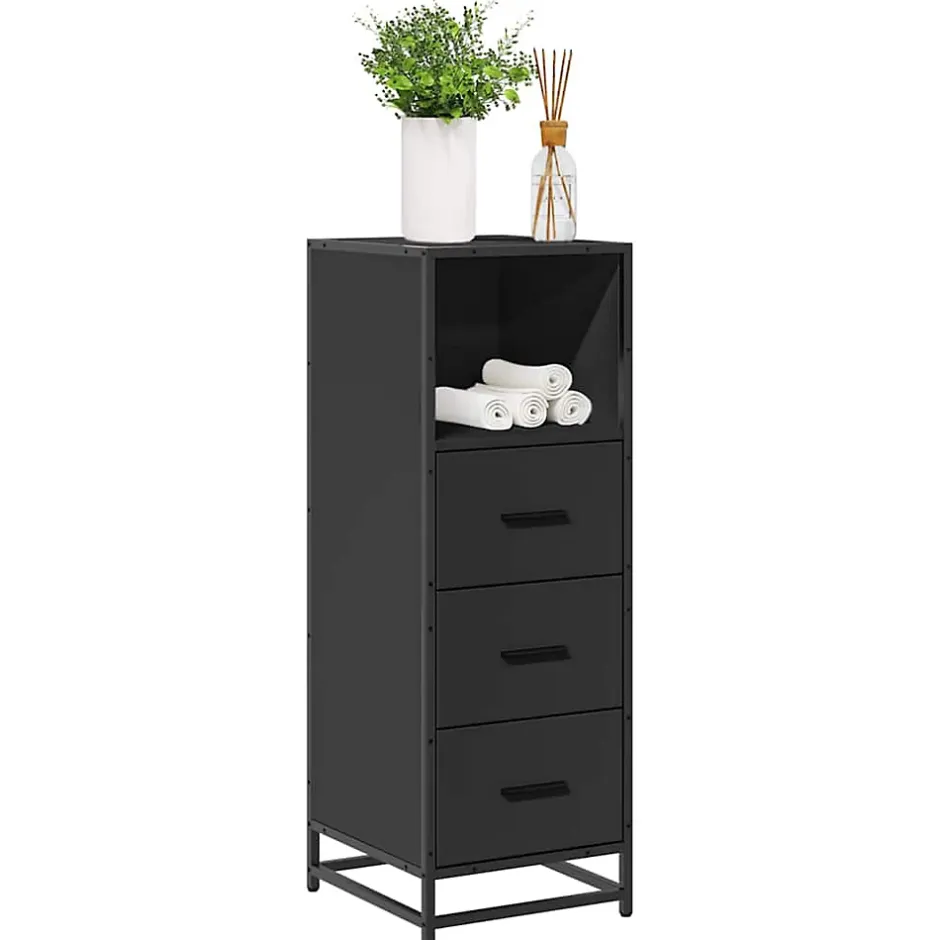 Vidaxl Armoire de salle de bain noir 35x37,5x100 cm bois d'ingénierie
