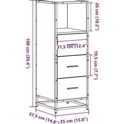 Vidaxl Armoire de salle de bain noir 35x37,5x100 cm bois d'ingénierie