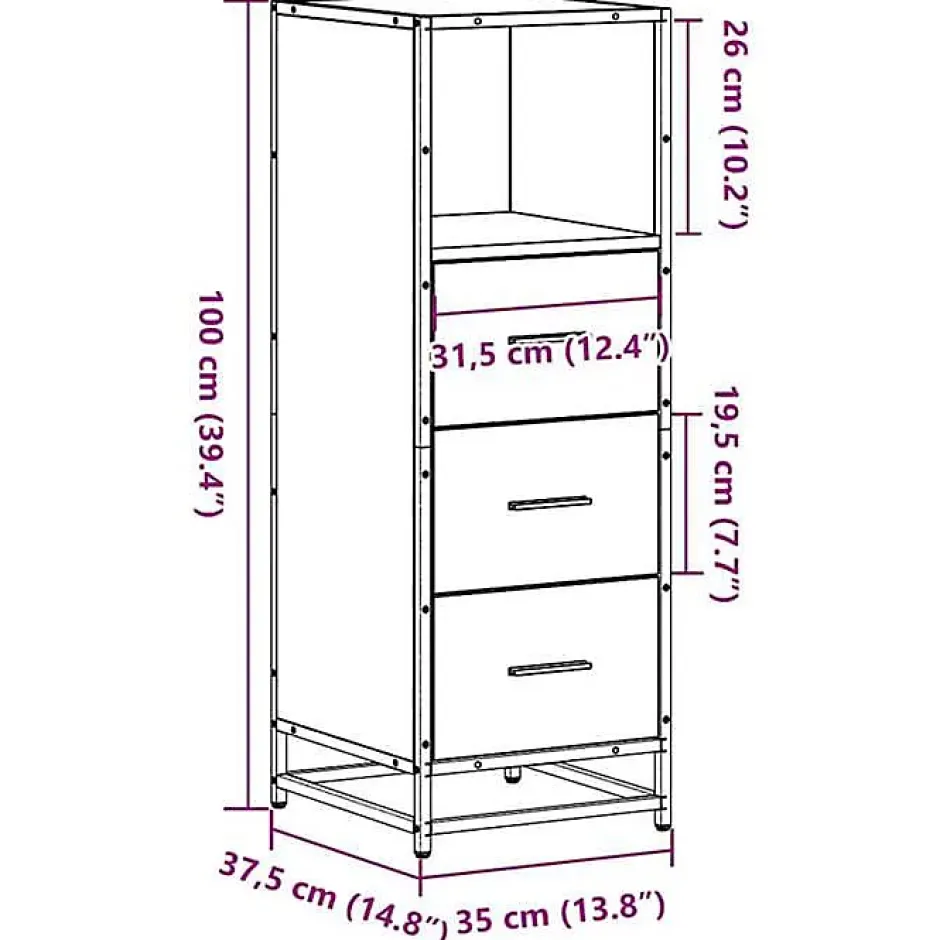 Vidaxl Armoire de salle de bain noir 35x37,5x100 cm bois d'ingénierie