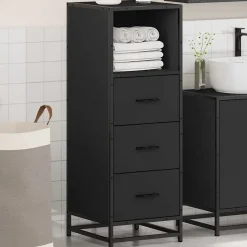 Vidaxl Armoire de salle de bain noir 35x37,5x100 cm bois d'ingénierie