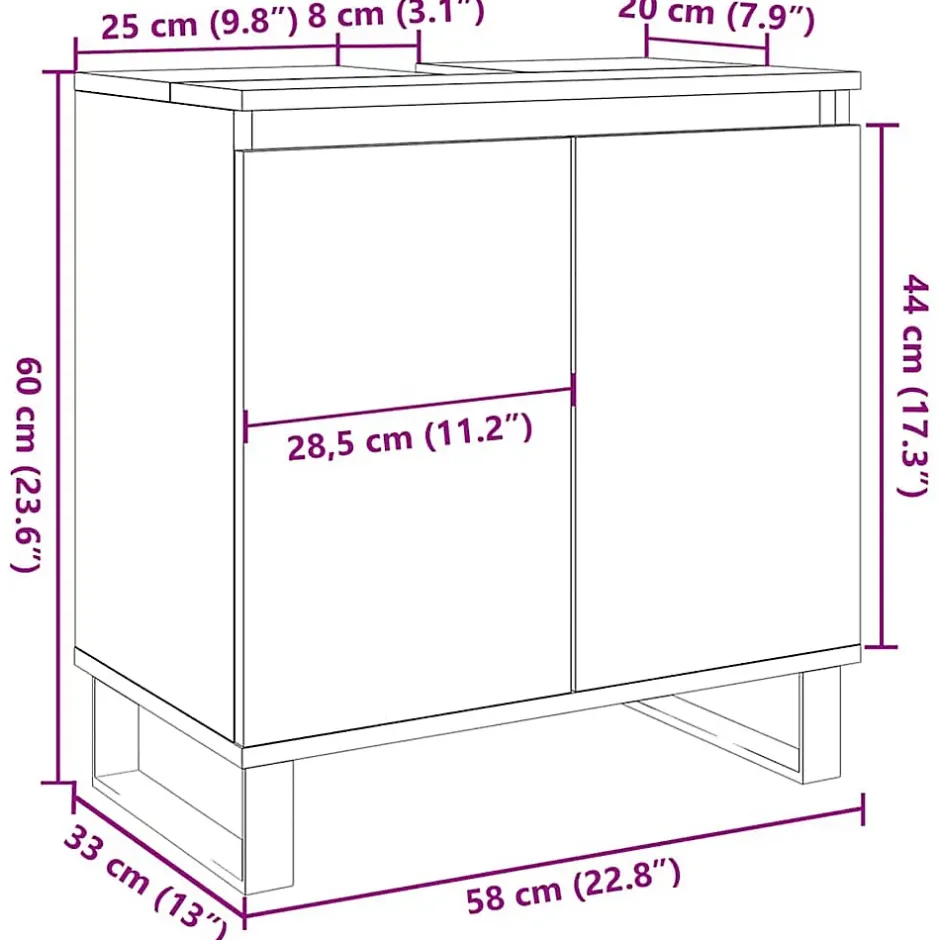 Vidaxl Armoire de salle de bain chêne artisanal 58x33x60 cm