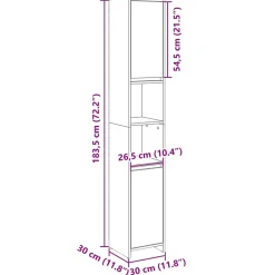 Vidaxl Armoire de salle de bain Chêne sonoma 30x30x183,5 cm Aggloméré