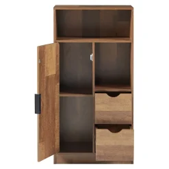 [En.Casa] Armoire de salle de bain Namsskogan 100 x 50 x 25 cm effet noyer noir en.casa