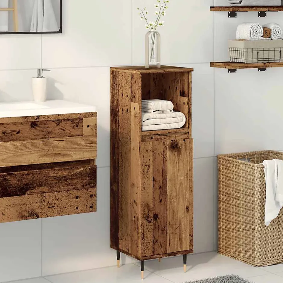 Vidaxl Armoire de salle de bain vieux bois 30x30x100cm bois ingénierie* Meuble Wc