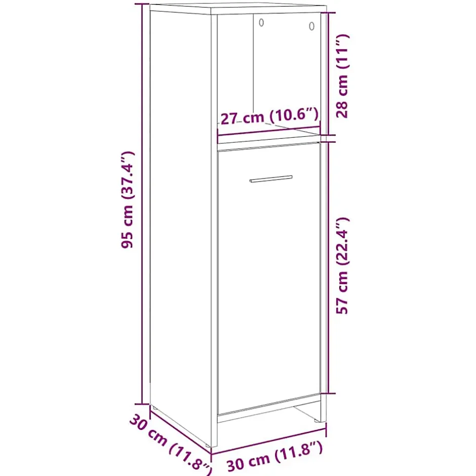 Vidaxl Armoire de salle de bain Chêne sonoma 30x30x95 cm Aggloméré