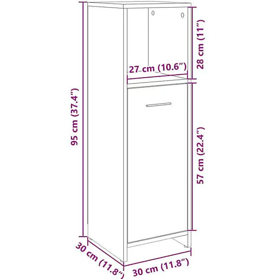 Vidaxl Armoire de salle de bain Chêne sonoma 30x30x95 cm Aggloméré