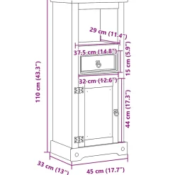 Vidaxl Armoire de salle de bain Corona 45x33x110 cm bois de pin massif