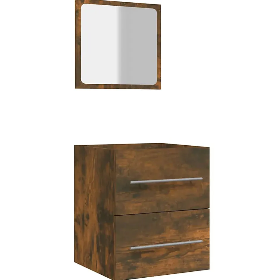Vidaxl Armoire de salle de bain avec miroir Chêne fumé 41x38,5x48 cm* Meuble Wc