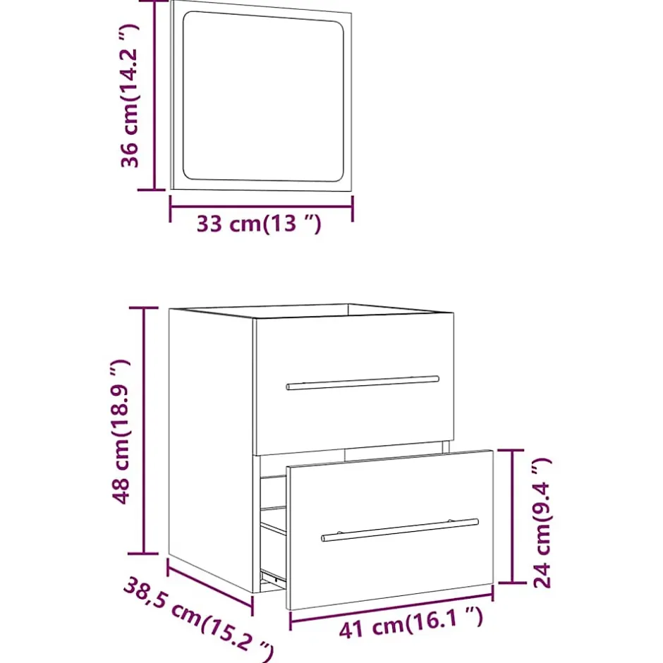 Vidaxl Armoire de salle de bain avec miroir Chêne fumé 41x38,5x48 cm* Meuble Wc